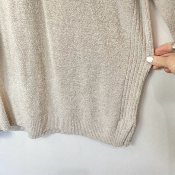 Barefoot Dreams 2X Plus CozyChic Ultra Lite V-Neck Seamed Pullover Sweater Sand - Picture 4 of 5